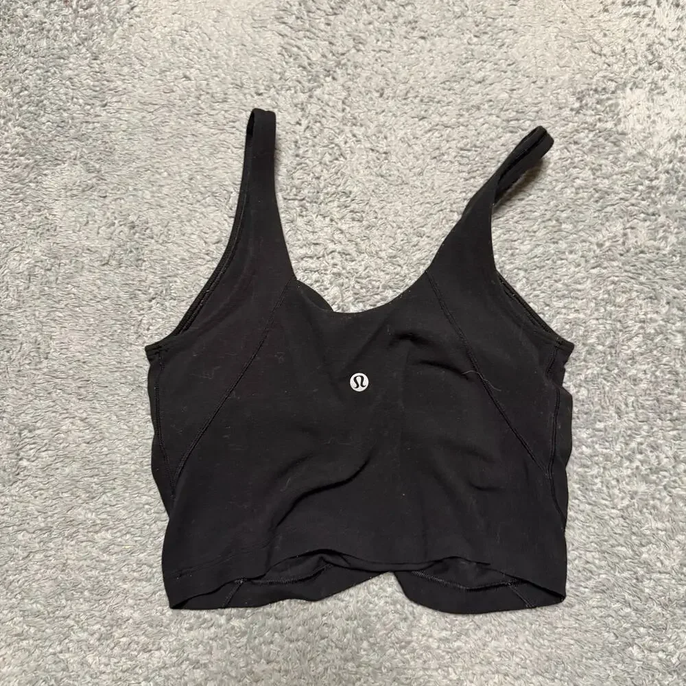 Lululemon Align Crop Tank Bra Womens 4 Workout Four way Stretch Black W1CW4S